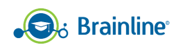 Brainline logo: blue 'Brainline' wordmark with a circular green ring and mortarboard icon.