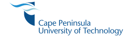 Cape Peninsula University of Technology logo with blue wave and shield icon.