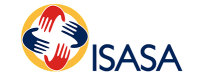 ISASA logo: interlocking red and blue hands forming a circle with a gold ring and the ISASA wordmark