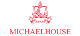 Michaelhouse school logo: red crest with scales of justice above a motto banner 'QUIS UT DEUS' and the word MICHAELHOUSE beneath.