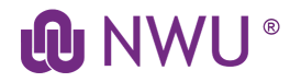 NWU logo in purple with emblem to the left