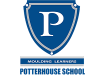 Potterhouse School logo: blue shield with a white letter 'P' and a banner below that reads 'Moulding Learners'