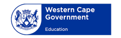 Western Cape Government Education logo: blue banner with circular seal on the left and text on the right.