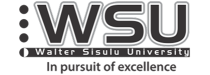 Walter Sisulu University (WSU) logo with the motto 'In pursuit of excellence'.